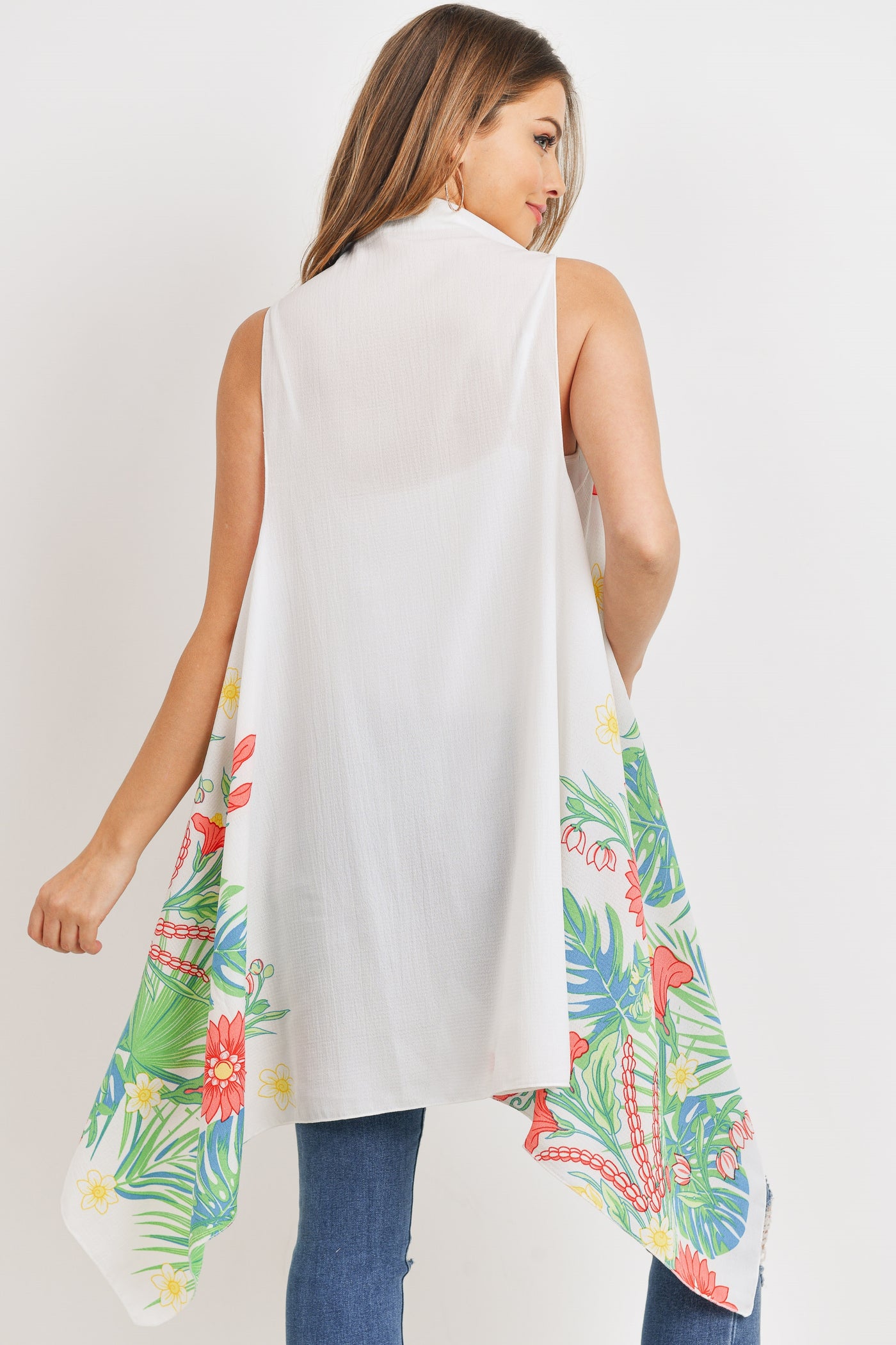 BLUE DYED OPEN FRONT KIMONO VEST