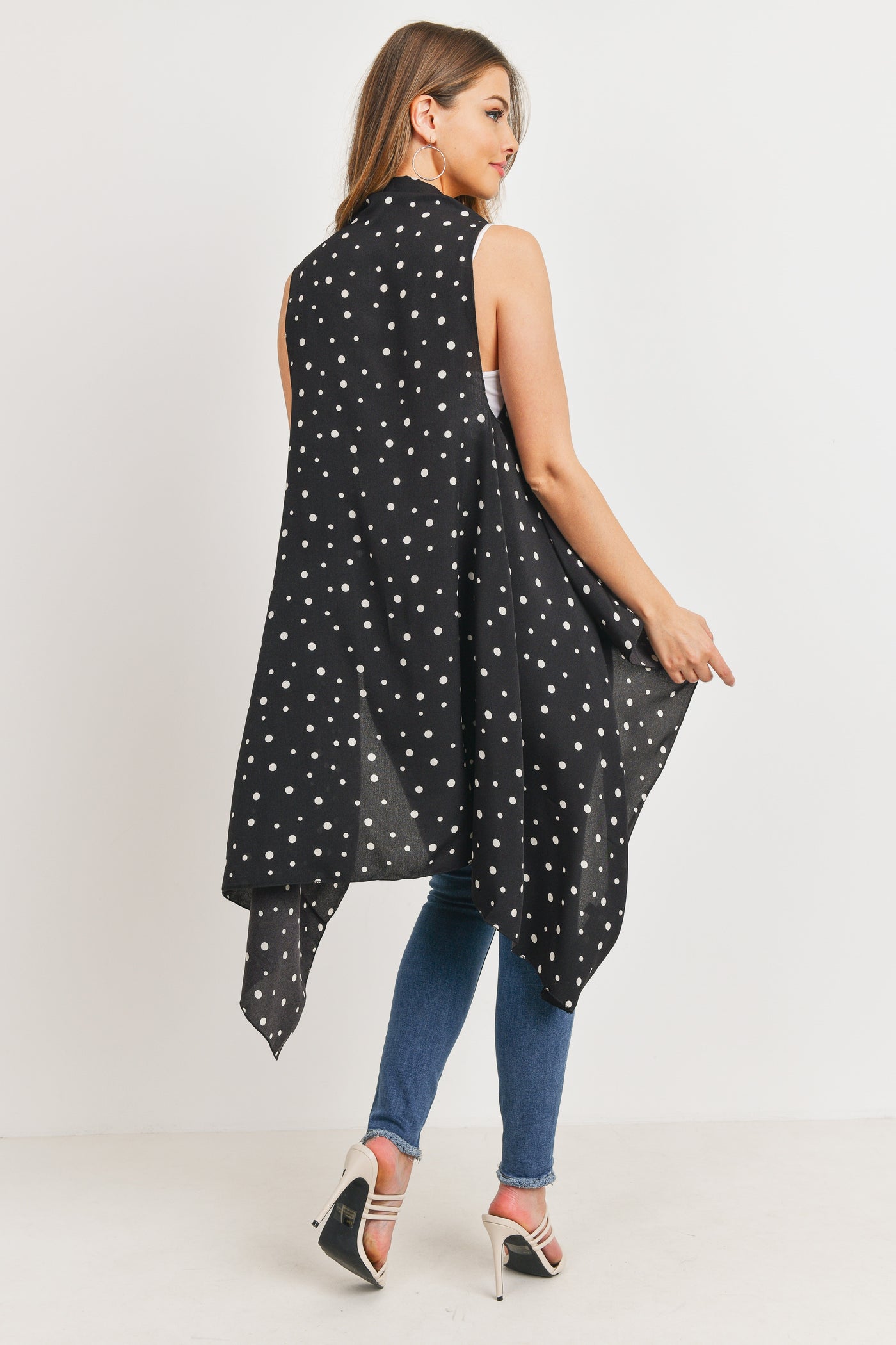 BLUE DYED OPEN FRONT KIMONO VEST