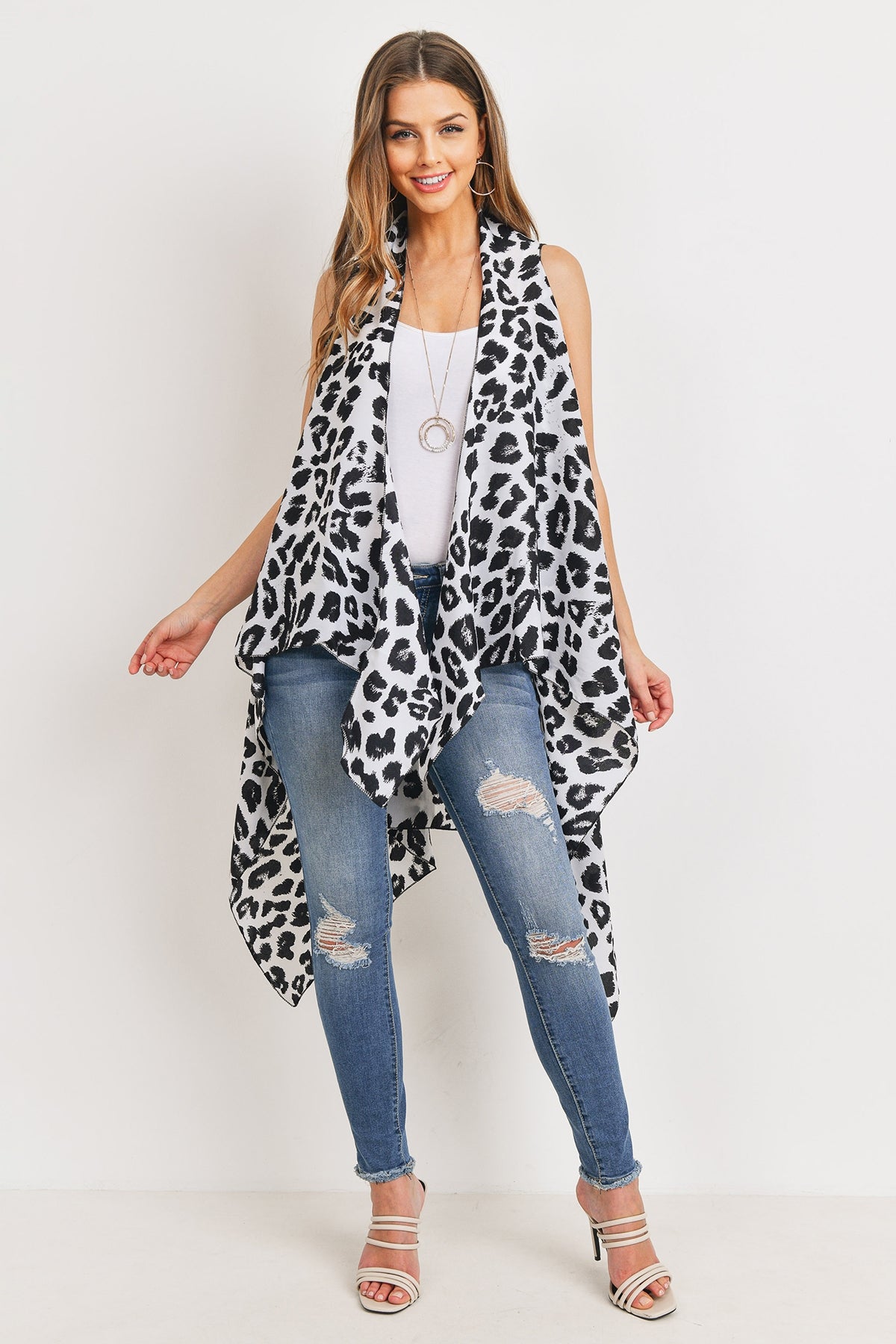 BLUE DYED OPEN FRONT KIMONO VEST