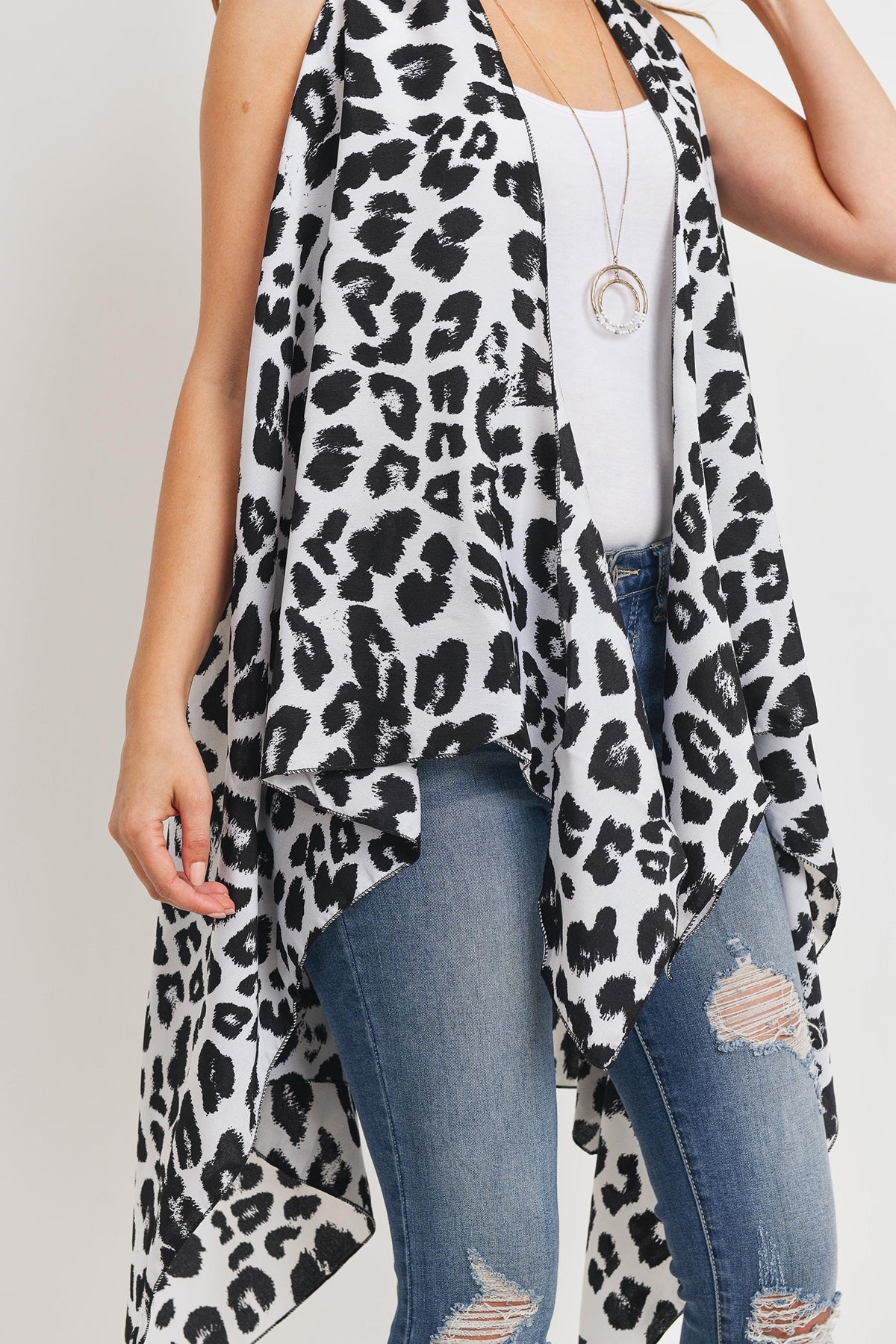 BLUE DYED OPEN FRONT KIMONO VEST