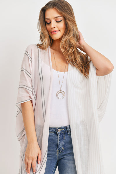 PINK TWO TONE STRIPE KIMONO