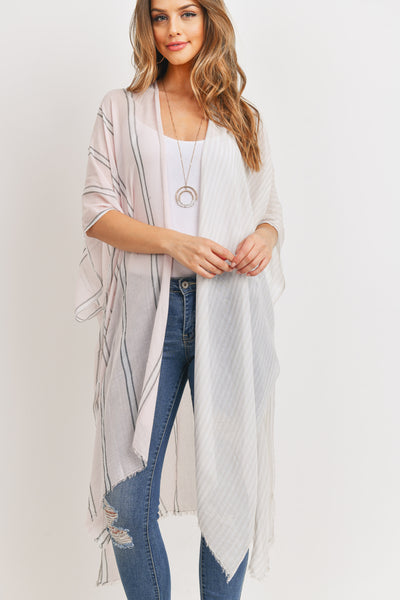 PINK TWO TONE STRIPE KIMONO