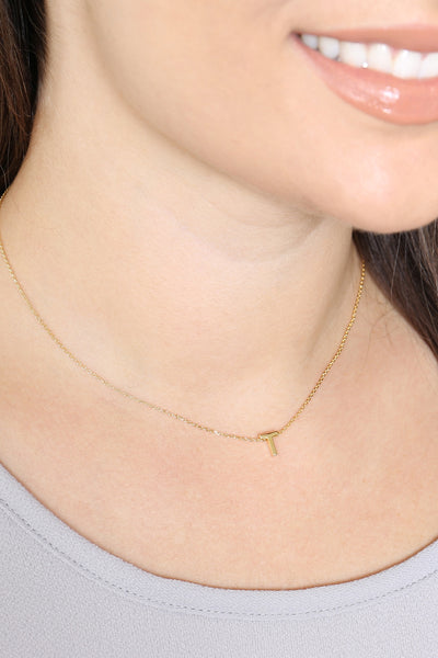 "T" INITIAL DAINTY CHARM NECKLACE