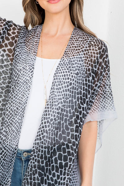 SNAKE PRINT KNEE LENGTH KIMONO