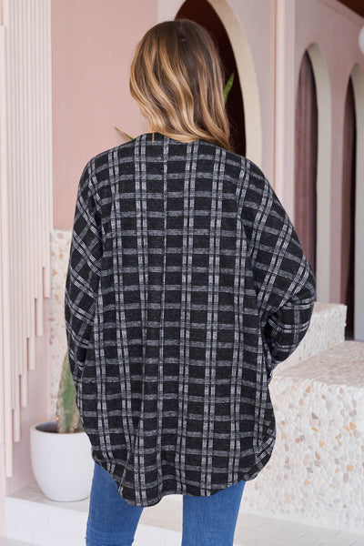 PLAID ROUND HEM POCKET OPEN CARDIGAN 1-2-2-2 (NOW $ 2.75 ONLY!)