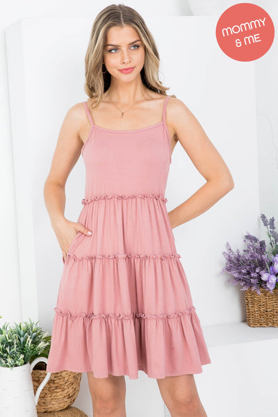 PULL MERROW DETAIL TIERED RUFFLE SPAGHETTI DRESS 1-2-2-2