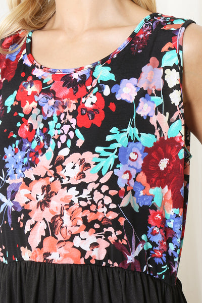 PPD10582 - PAINTERLY FLORAL TANK TOP SOLID SKIRT DRESS 1-2-2-2 (NOW $7.25 ONLY!)