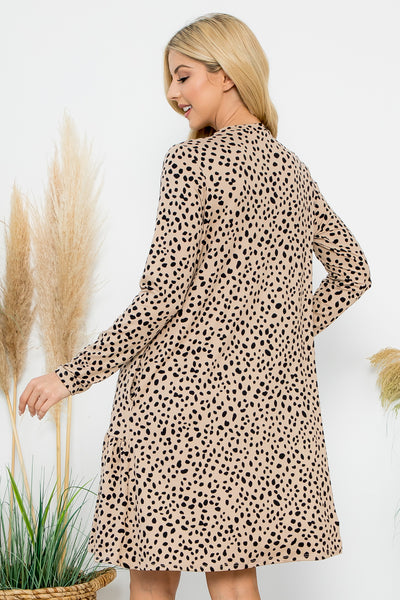 ANIMAL PRINT LONG SLEEVE TIERED DRESS 1-1-1-1