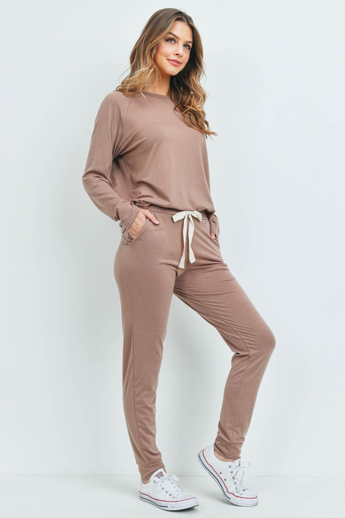 SOLID TOP AND PANTS SET WITH SELF TIE  1-2-2-2