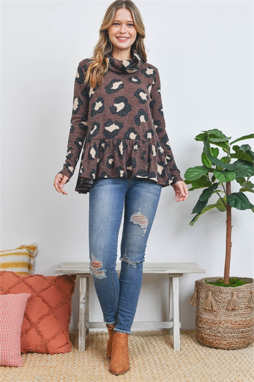 PPT2045-SHORT SLEEVES ROUND HEM LEOPARD TOP 0-6-0-0