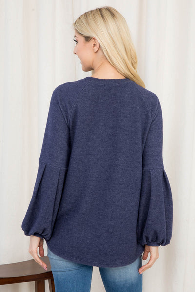 PUFF SLEEVE ROUND NECK CASHMERE TOP 1-2-2-2 (NOW $5.75 ONLY!)