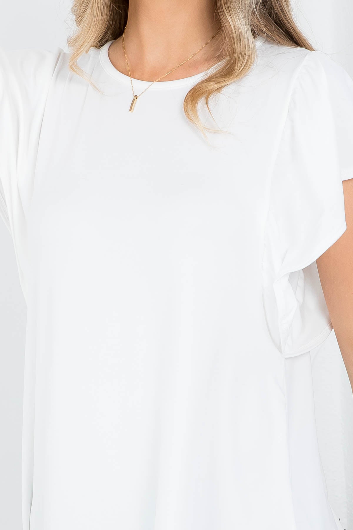 FLUTTER SLEEVE ROUND NECK SOLID TOP 1-2-2-2