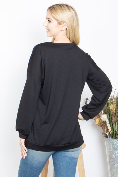 "GAME ON" PRINTED ROUND NECK PULLOVER TOP (NOW $6.75 ONLY!)