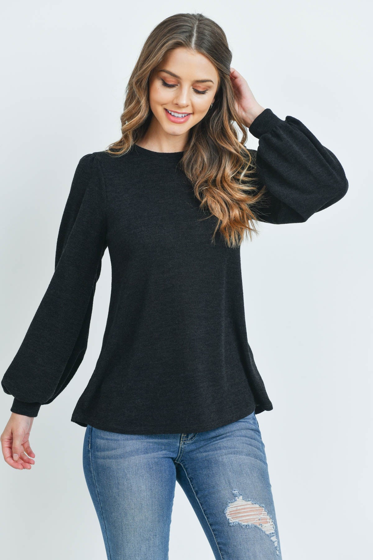 LONG SLEEVES ROUND NECK MIER SWEATER  1-2-2-2