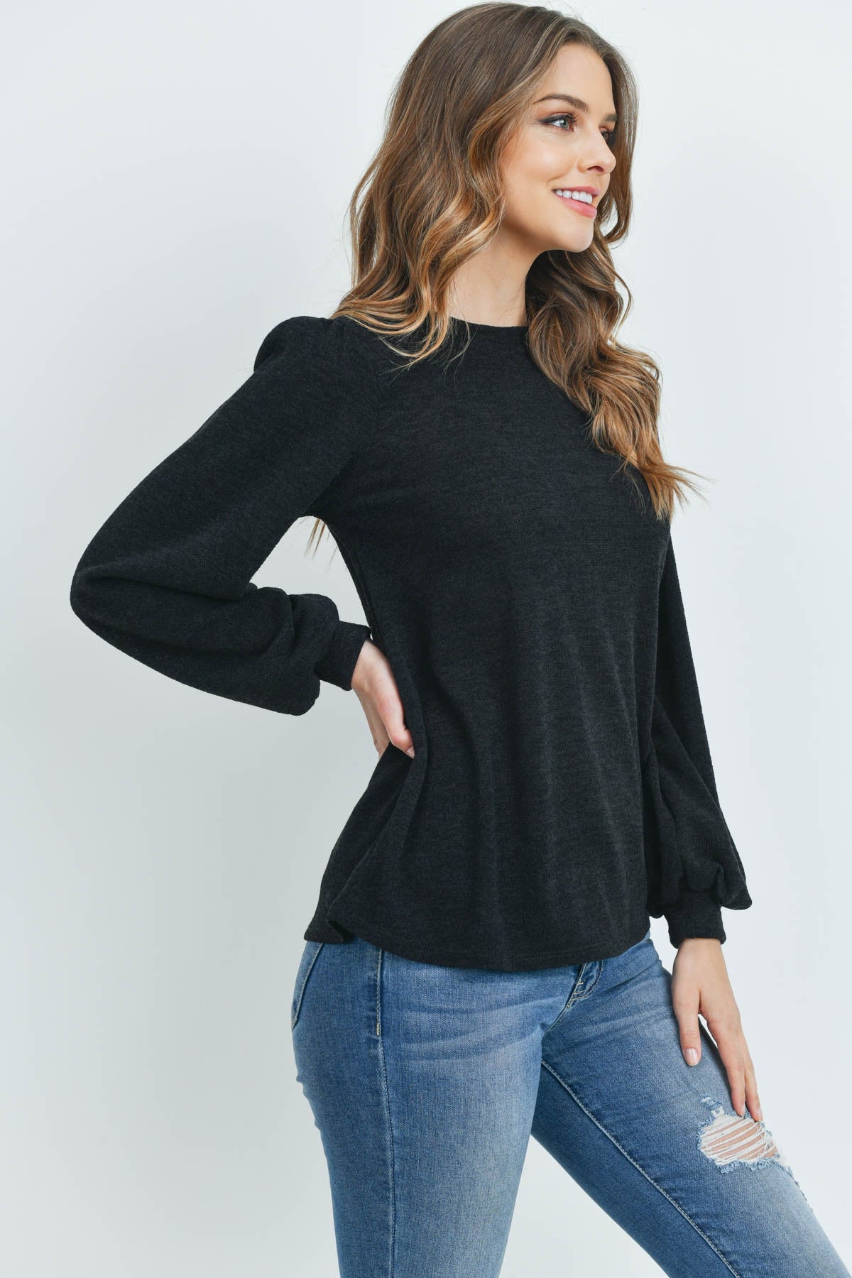 LONG SLEEVES ROUND NECK MIER SWEATER  1-2-2-2