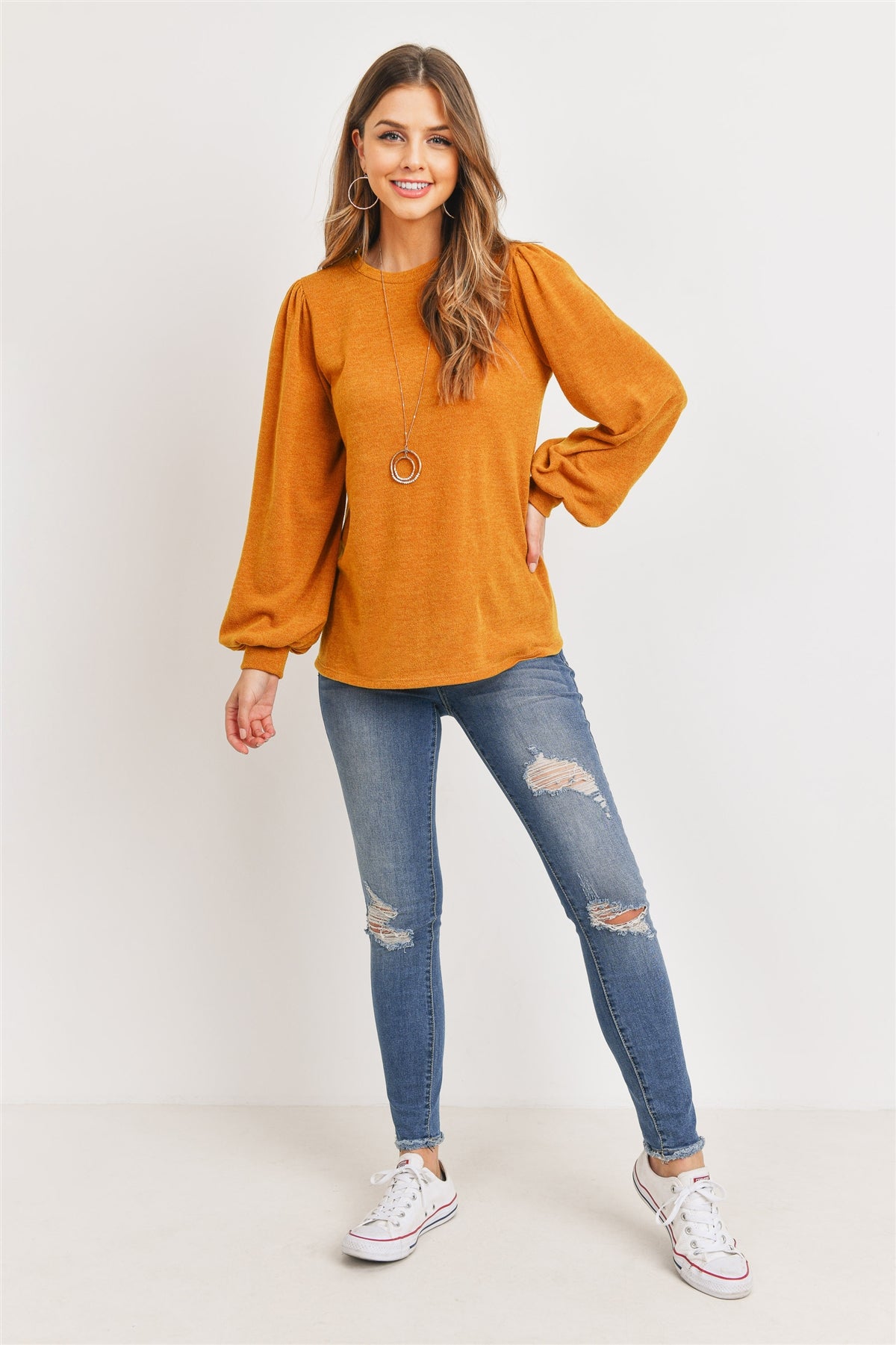 LONG SLEEVES ROUND NECK MIER SWEATER  1-2-2-2