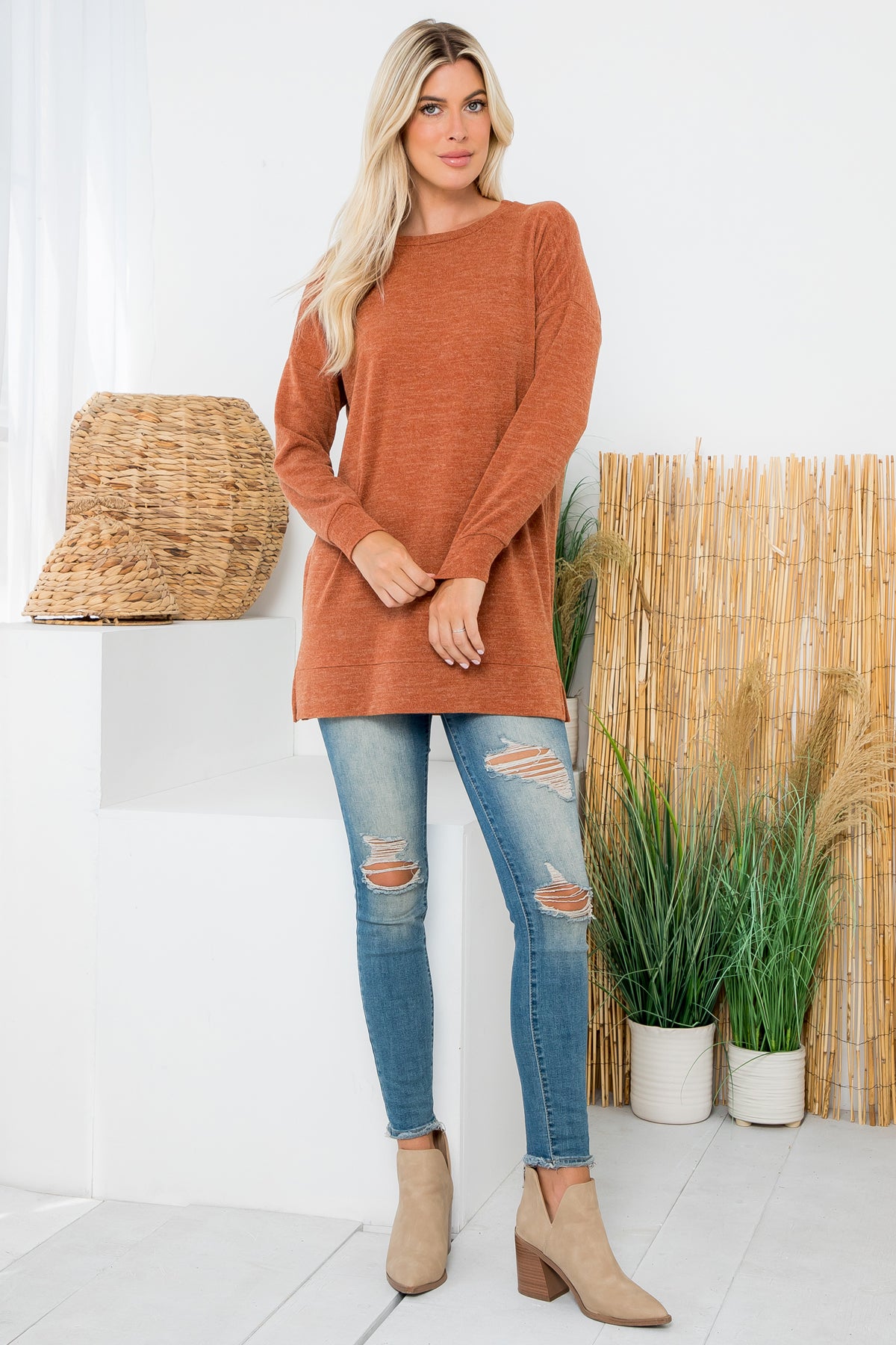 LONG SLEEVE HAIR MIR PULLOVER TOP 1-1-1-1