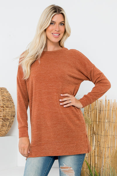 LONG SLEEVE HAIR MIR PULLOVER TOP 1-1-1-1