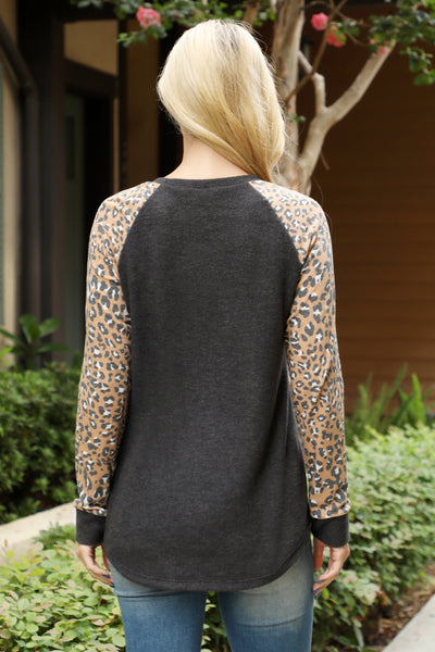 LEOPARD LONG SLEEVE TWO TONED TOP 1-1-1-1