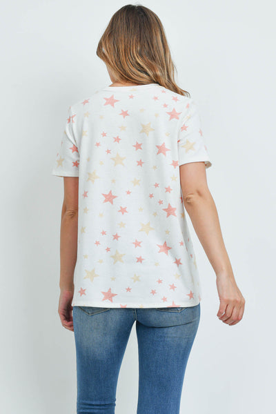 STAR PRINT SHORT SLEEVES ROUND NECK TOP 1-2-2-2