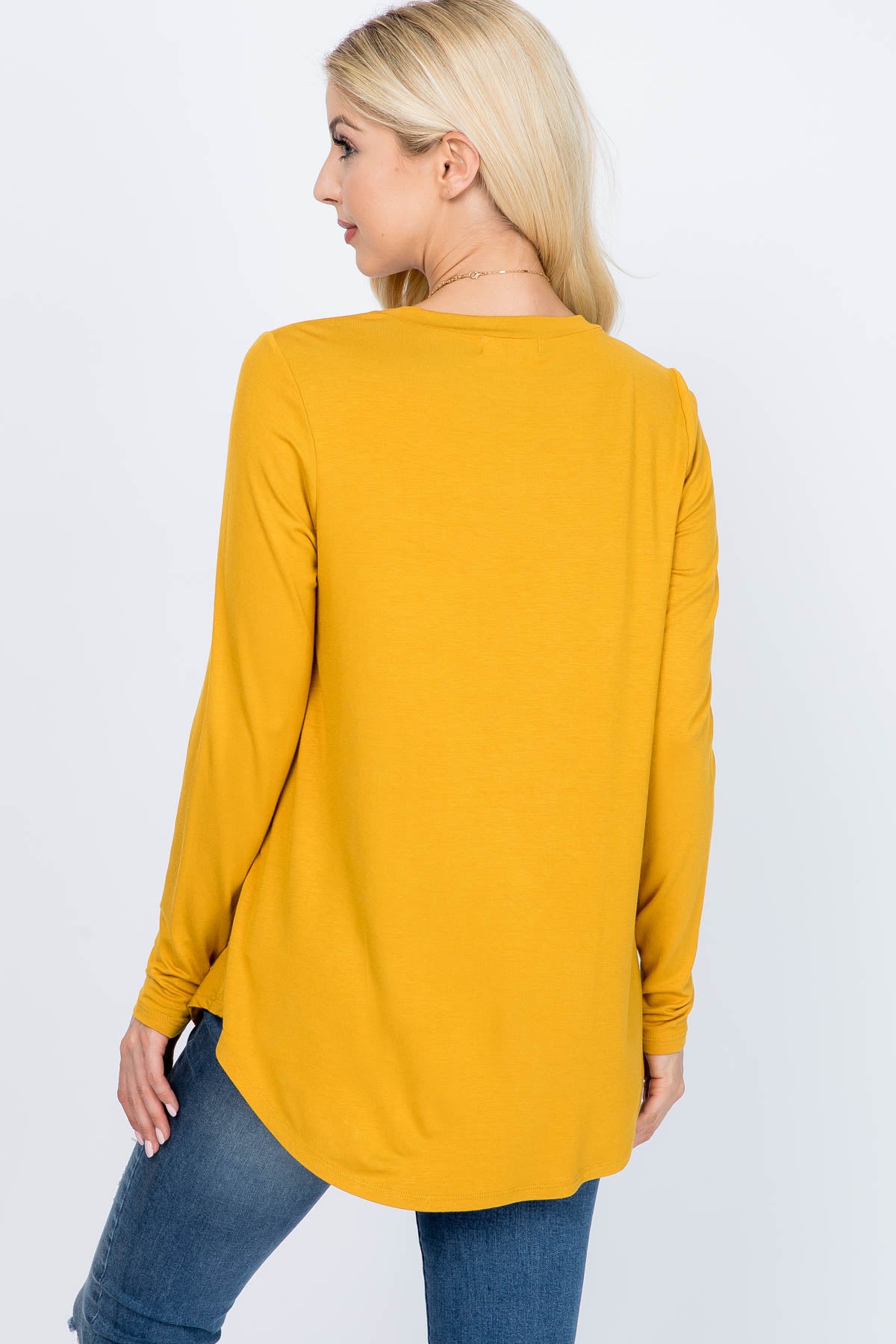 LONG SLEEVE DOLPHIN HEM SOLID TOP 1-2-2-2