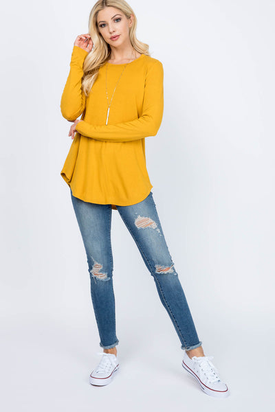 LONG SLEEVE DOLPHIN HEM SOLID TOP 1-2-2-2