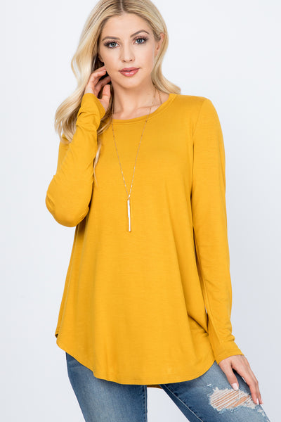 LONG SLEEVE DOLPHIN HEM SOLID TOP 1-2-2-2