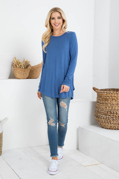 LONG SLEEVE DOLPHIN HEM SOLID TOP 1-2-2-2