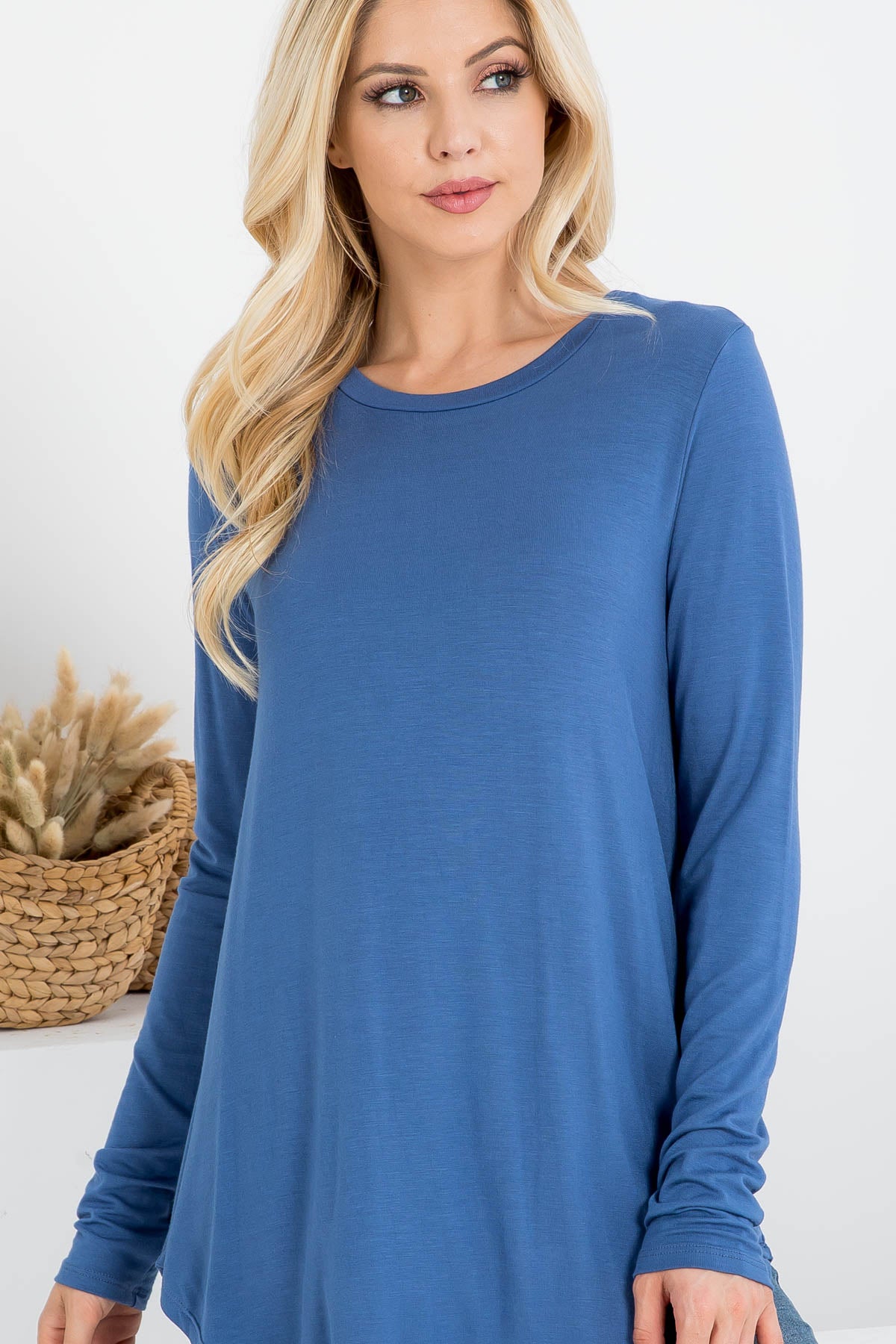 LONG SLEEVE DOLPHIN HEM SOLID TOP 1-2-2-2