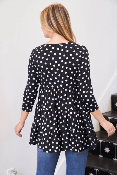 QUARTER SLEEVE POLKA DOT TIERED TOP 1-2-2-2 (NOW $3.00 ONLY!)