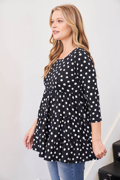 QUARTER SLEEVE POLKA DOT TIERED TOP 1-2-2-2 (NOW $3.00 ONLY!)