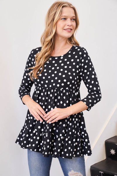 QUARTER SLEEVE POLKA DOT TIERED TOP 1-2-2-2 (NOW $3.00 ONLY!)