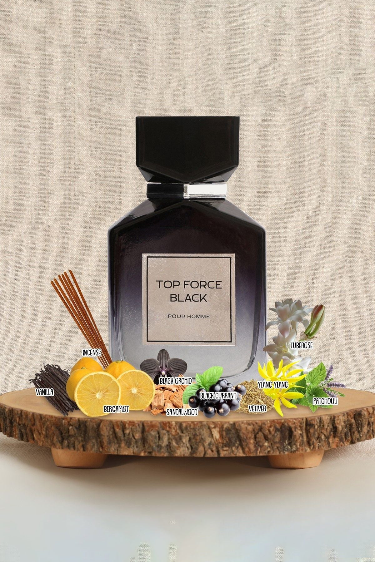 TOP FORCE BLACK SPRAY PERFUME EAU DE PARFUM FOR MEN - 100ML/3.4FL.OZ.