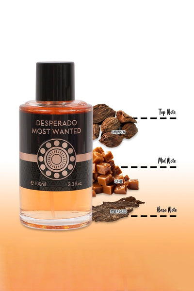 DESPERADO MOST WANTED SPRAY PERFUME EAU DE PARFUM FOR MEN - 100ML/3.3 FL.OZ.