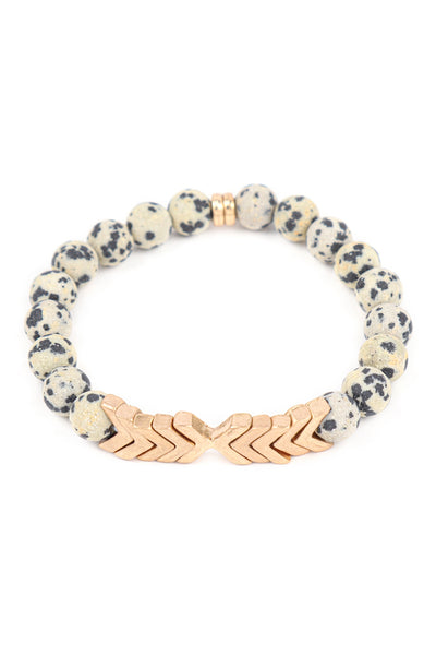 CHEVRON NATURAL STONE STRETCH BRACELET