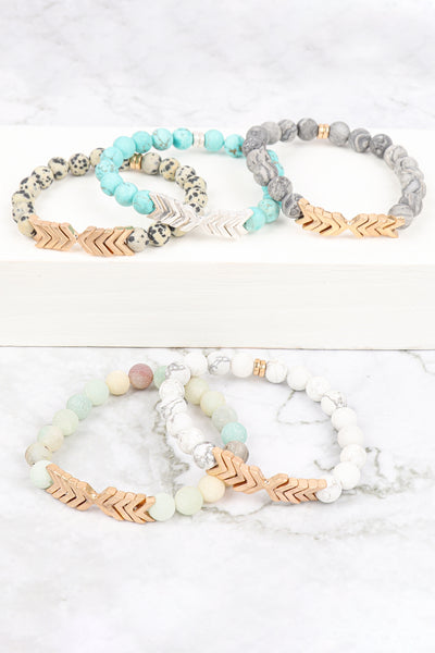 CHEVRON NATURAL STONE STRETCH BRACELET