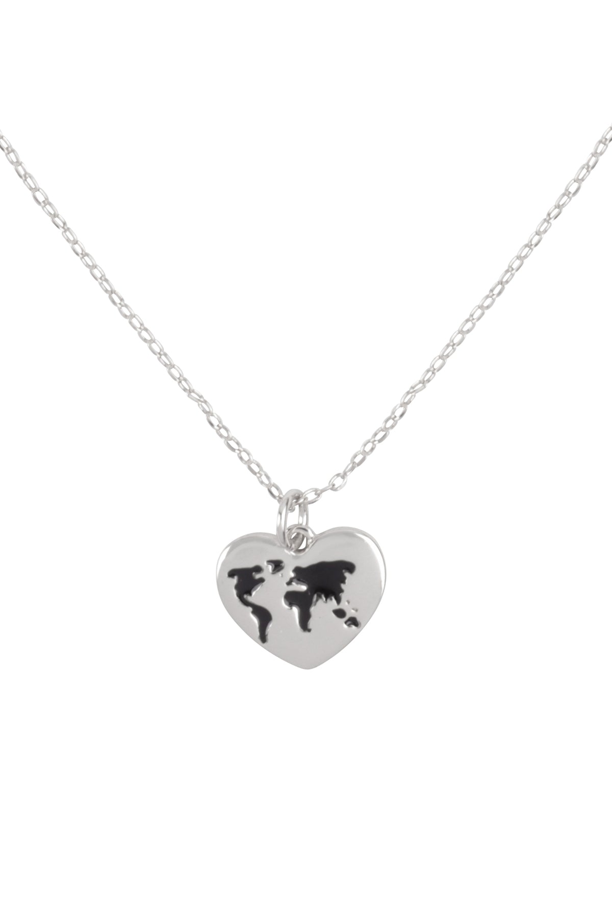 GLOBE TRAVEL HEART PENDANT BRASS NECKLACE