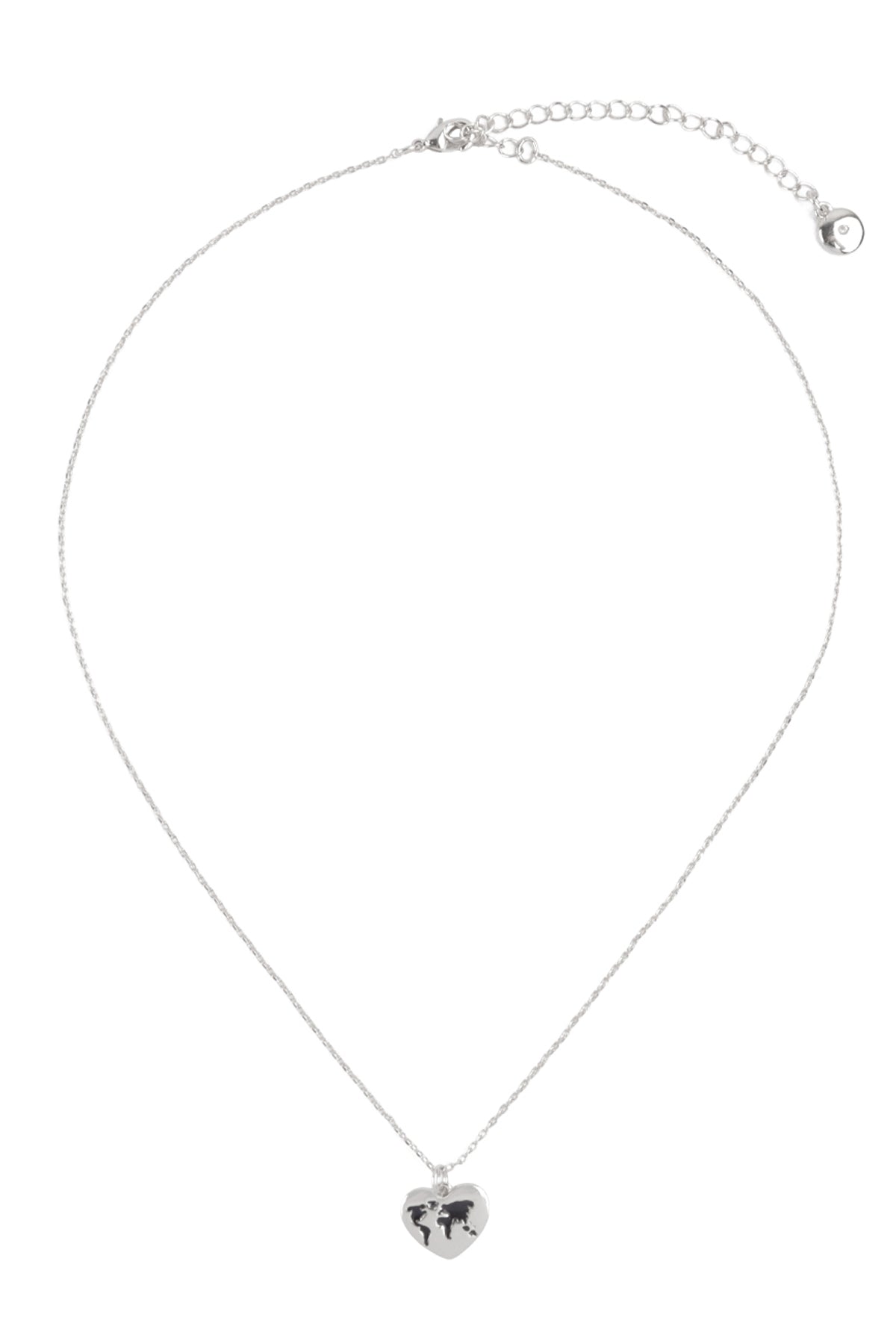 GLOBE TRAVEL HEART PENDANT BRASS NECKLACE