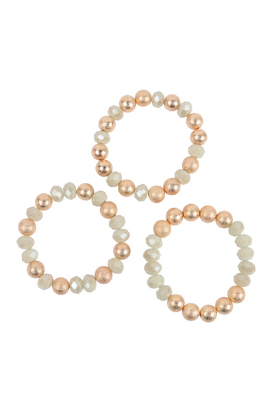 3 LINES STACKABLE TEXTURED CCB AND RONDELLE BEADS BRACELET