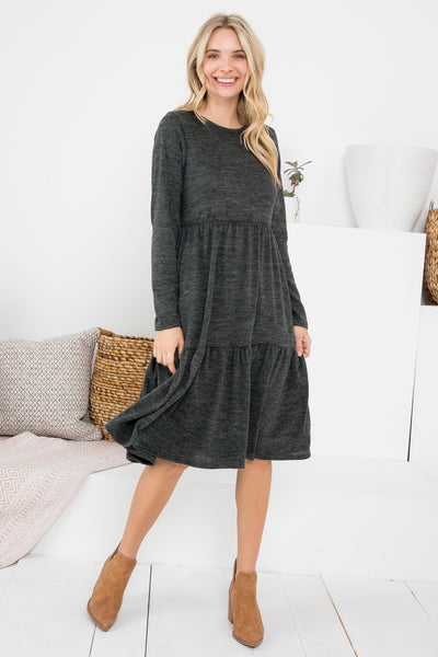 BRUSHED HACCI TIERED POCKET DRESS