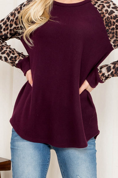 LONG SLEEVE LEOPARD RAGLAN TOP 1-2-2-2