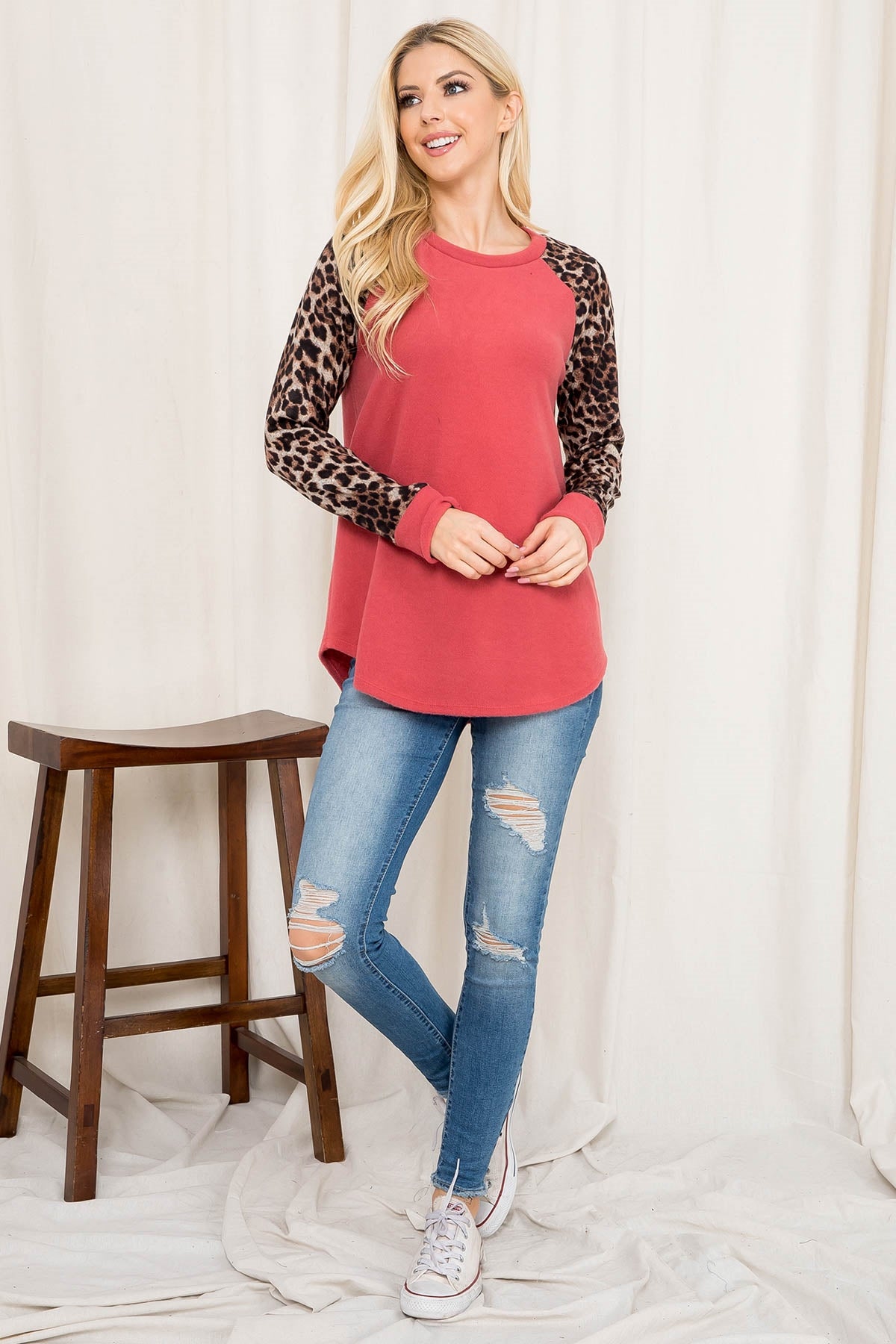 LONG SLEEVE LEOPARD RAGLAN TOP 1-2-2-2