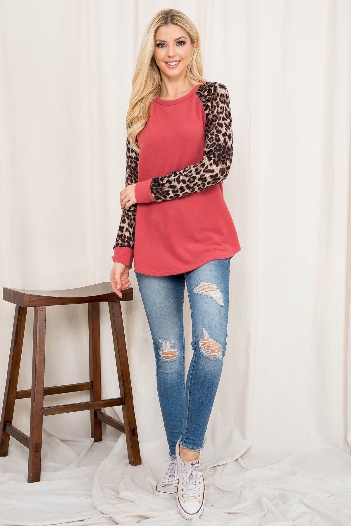 LONG SLEEVE LEOPARD RAGLAN TOP 1-2-2-2