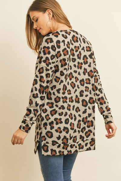 TAUPE LONG SLEEVED LEOPARD OVERSIZED SWEATSHIRT 1-2-2-2