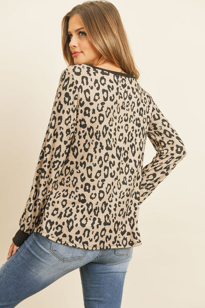 BOAT NECK LEOPARD POCKET TOP 1-2-2-2