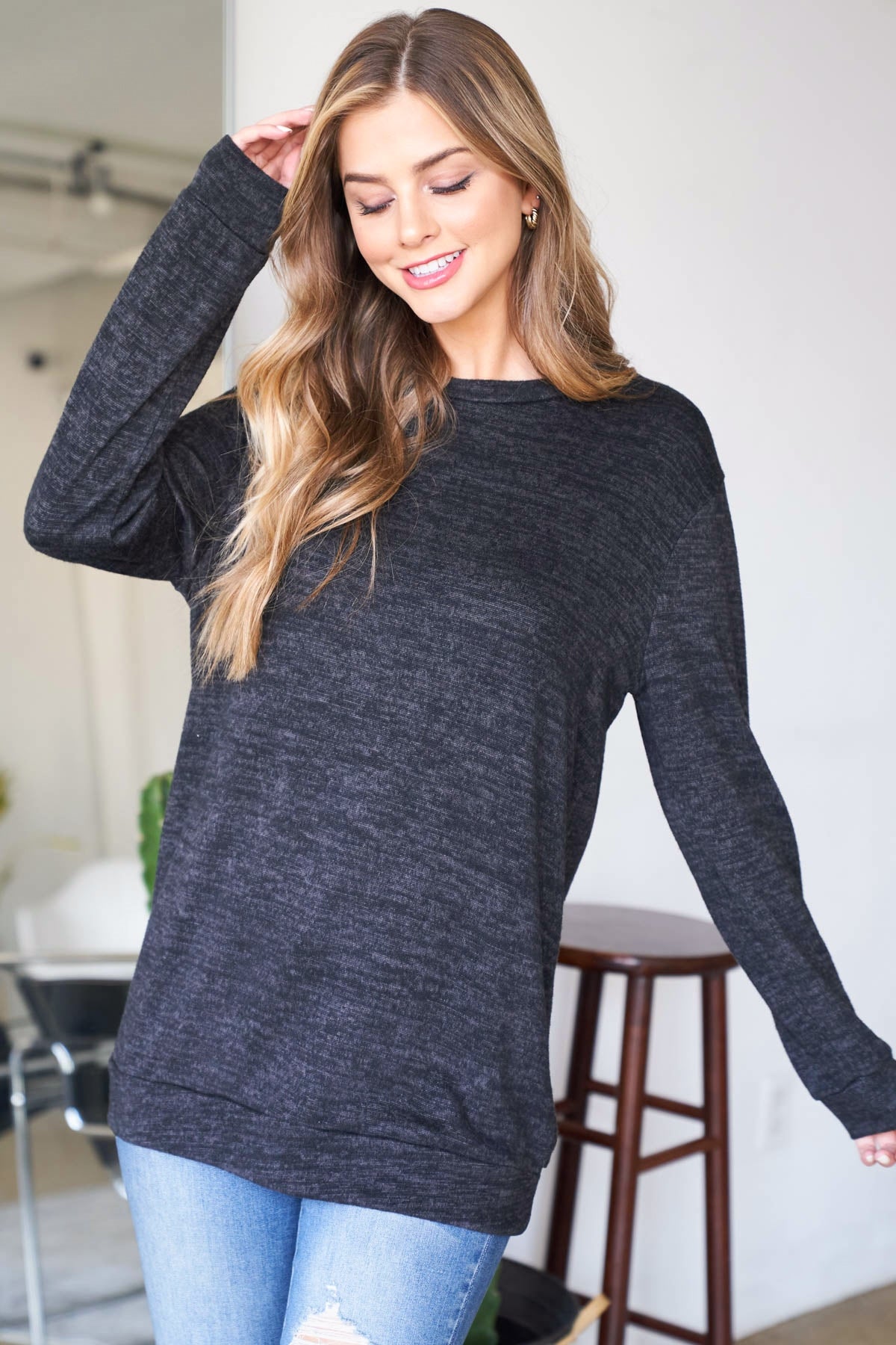 RFT2617-TWO TONED ROUND NECK SWEATSHIRT-1-2-2-2 (NOW $5.75 ONLY!)