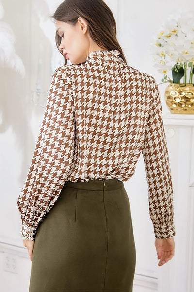 EVANGELINE HOUNDSTOOTH BLOUSE- 2-2-2