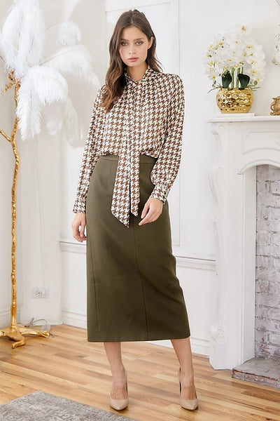 EVANGELINE HOUNDSTOOTH BLOUSE- 2-2-2