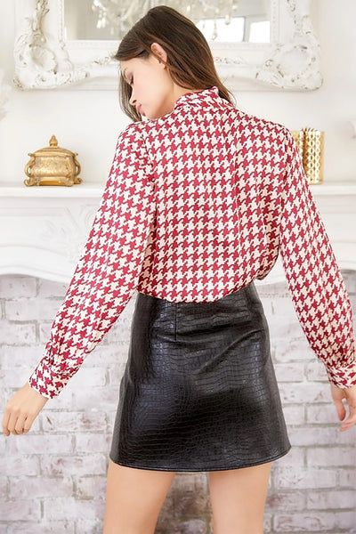 EVANGELINE HOUNDSTOOTH BLOUSE- 2-2-2
