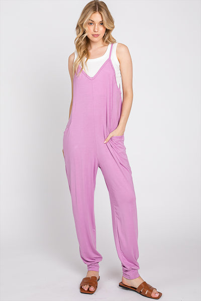 V-NECK SLEEVELESS JUMPSUIT